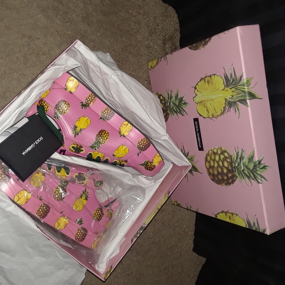 🍍 New Dolce & Gabbana pink Pineapple sneakers 39/8 - Picture 6 of 9